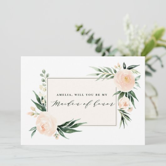 Pfirsich und cremefarbene Aquarellmädchen (Stehend Vorderseite)