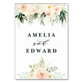 Pfirsich und cremefarbenes Blatt + Blattwerk Hochz Tischnummer (Rückseite)