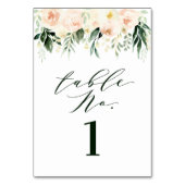 Pfirsich und cremefarbenes Blatt + Blattwerk Hochz Tischnummer (Vorderseite)