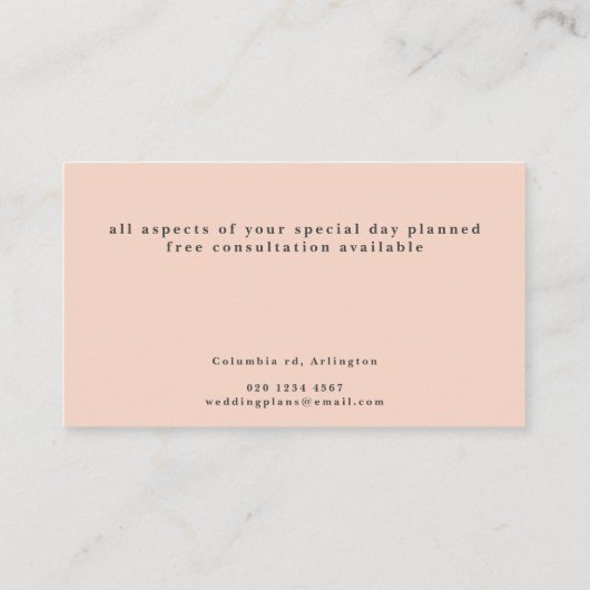 Pfirsich und cremefarbenes Blatt + Blattwerk Visitenkarte (Rückseite)