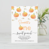 Pfirsich und daisa ein süßer Pfirsich 1. Geburtsta Einladung (Stehend Vorderseite)