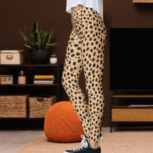 Pfirsich- und dunkelbraunes Safari-Leopardenmuster Leggings