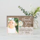 Pfirsich- und Elfenbeintaufe danken Ihnen zu Dankeskarte (Stehend Vorderseite)