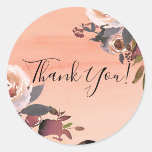 Pfirsich- und Gold-Glitter-Blumenmoderne Hochzeits Runder Aufkleber