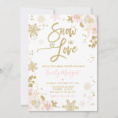 Pfirsich und Gold Winterschnee im Brautparty in de Einladung (Vorderseite)