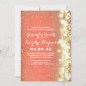 Pfirsich und goldfarbene Glitzer Lichter Probe Abe Einladung (Vorderseite)