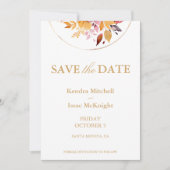 Pfirsich und Goldgelbe Wasserfarbenblütenhochzeit Save The Date (Vorderseite)