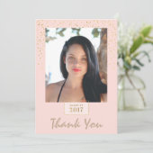 Pfirsich-und GoldGlitzer-Foto-Abschluss danken Dankeskarte (Stehend Vorderseite)