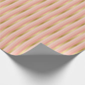 Pfirsich-und Goldstreifen Geschenkpapier (Ecke)