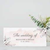 Pfirsich und graue Blüten Blüte auf der Hochzeit d Menükarte (Stehend Vorderseite)