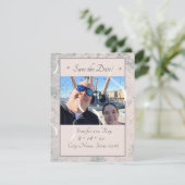 Pfirsich und graue Flachkarte Save the Date (Stehend Vorderseite)