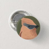 Pfirsich und grauer Vogel Button (Vorne & Hinten)
