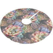 Pfirsich und Gray Succulents Polyester Weihnachtsbaumdecke (Schrägansicht)