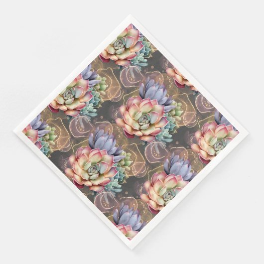 Pfirsich und Gray Succulents Serviette (Ecke)