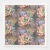 Pfirsich und Gray Succulents Serviette (Vorderseite)