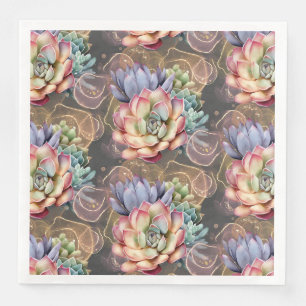 Pfirsich und Gray Succulents Serviette