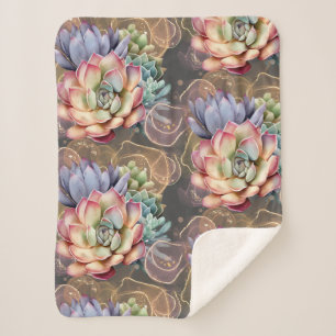 Pfirsich und Gray Succulents Sherpadecke