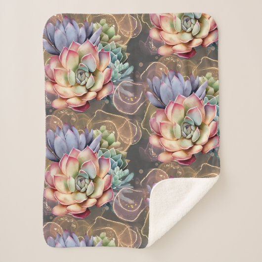 Pfirsich und Gray Succulents Sherpadecke (Vorderseite)