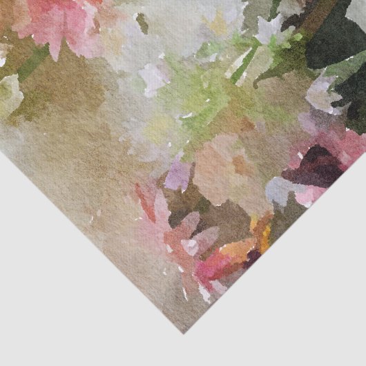 Pfirsich und Grün-BlumenAquarell Seidenpapier (Ausschnitt)