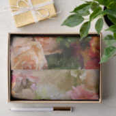 Pfirsich und Grün-BlumenAquarell Seidenpapier (Geschenk)