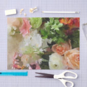 Pfirsich und Grün-BlumenAquarell Seidenpapier (Handwerk)