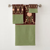 Pfirsich und grün mit dunkelbraun badhandtuch set (Insitu)