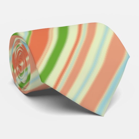 Pfirsich und Grün Striped Krawatte (Gerollt)