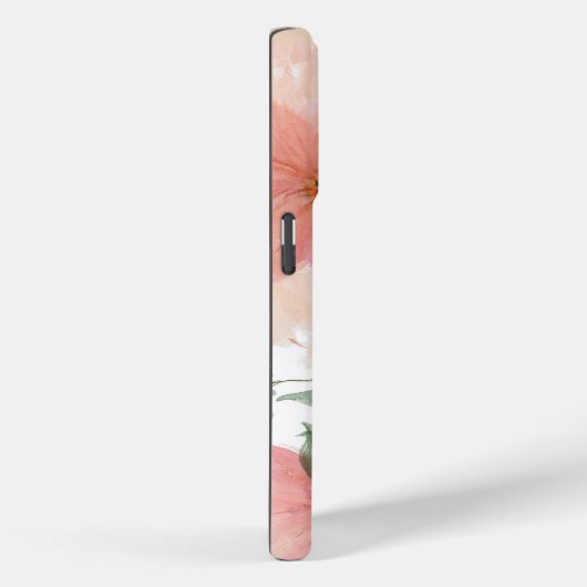 Pfirsich und grüne Aquarellblume mit Monogramm Case-Mate iPhone Hülle (Rückseite / Rechts)