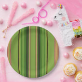 Pfirsich und grüne Streifen (Flasche) Pappteller (Party)