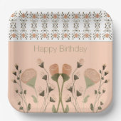 Pfirsich und grüner Platz Pappteller (Vorderseite)