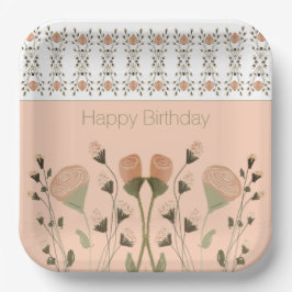 Pfirsich und grüner Platz Pappteller