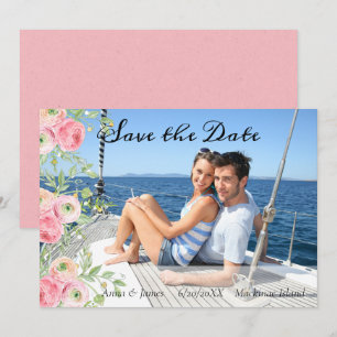 Pfirsich und grünes Foto Save the Date Einladung