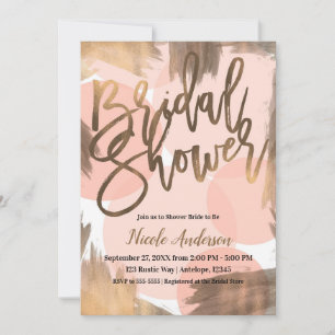 Pfirsich- und Kupferbronze-chic moderne Bridal Sho Einladung
