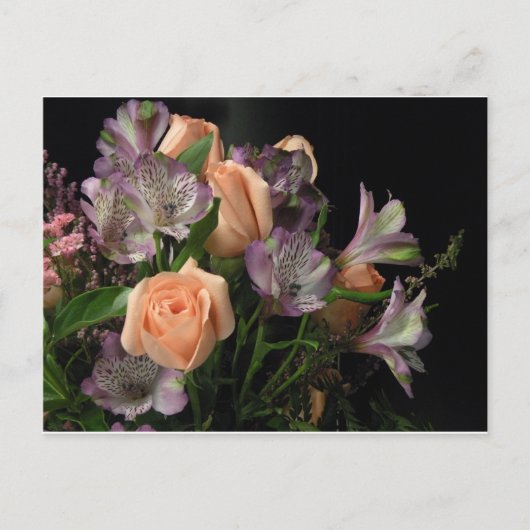 Pfirsich und lila Bouquet Postkarte (Vorderseite)