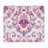 Pfirsich und Lila Damasglas Schneidebrett (Vorderseite)