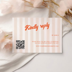 Pfirsich- und Mandarinen-gestreifte Retro-Hochzeit RSVP Karte
