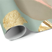 Pfirsich- und Minz-Goldblatt-Ostern Geschenkpapier (Rolleneckpunkt)
