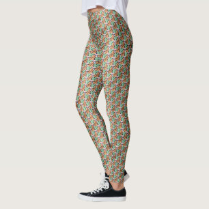 Pfirsich- und Minze geometrisches Rhythmus-Muster- Leggings