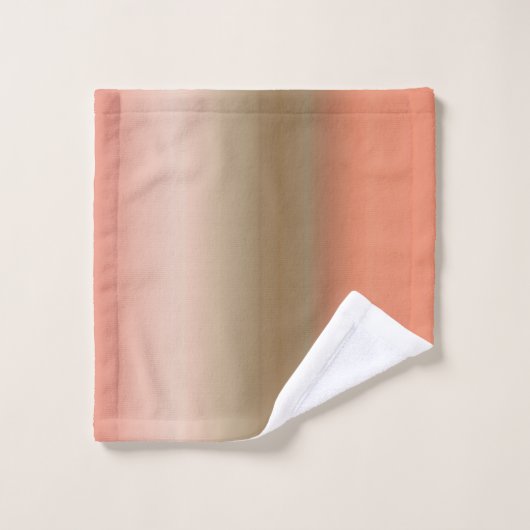 Pfirsich- und Olivenstreifen Badhandtuch Set (Waschlappen)