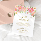 Pfirsich und Pink Peony Blume nur verheiratet Ankündigung