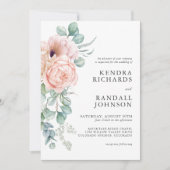Pfirsich und Pink Watercolor Blumenzehen Einladung (Vorderseite)