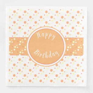 Pfirsich und Polka Dot Happy Birthday Paper Napkin Serviette