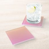 Pfirsich und rosa Farbverlauf Glasuntersetzer (Schrägansicht)