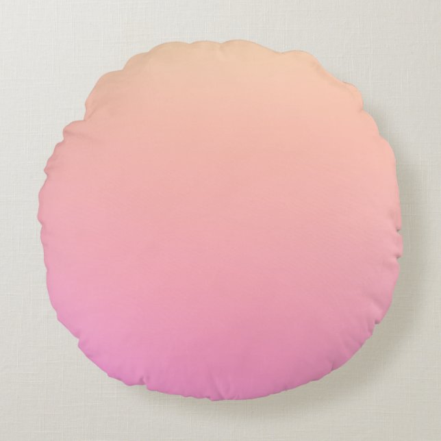Pfirsich und rosa Farbverlauf Rundes Kissen (Vorderseite)