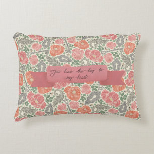 Pfirsich- und rosa Mohn-Sentiment-Sherpa-Decke Dekokissen