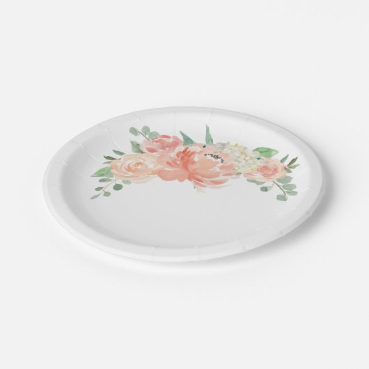 Pfirsich und rosa Pastellfarben Pappteller (Schrägansicht)