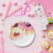 Pfirsich und rosa Wasserfarben Pappteller (Party)