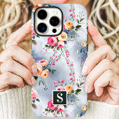 Pfirsich- und Rosé-Monogramm-Blumenmuster Case-Mate iPhone Hülle