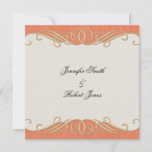 Pfirsich und Sage Elegante Scroll Hochzeit Einladu Einladung