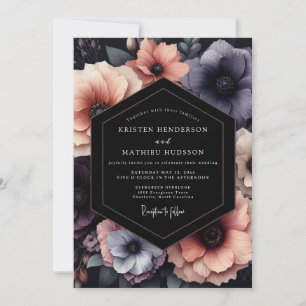 Pfirsich- und Schieferfarbene Moody Bloom-Hochzeit Einladung